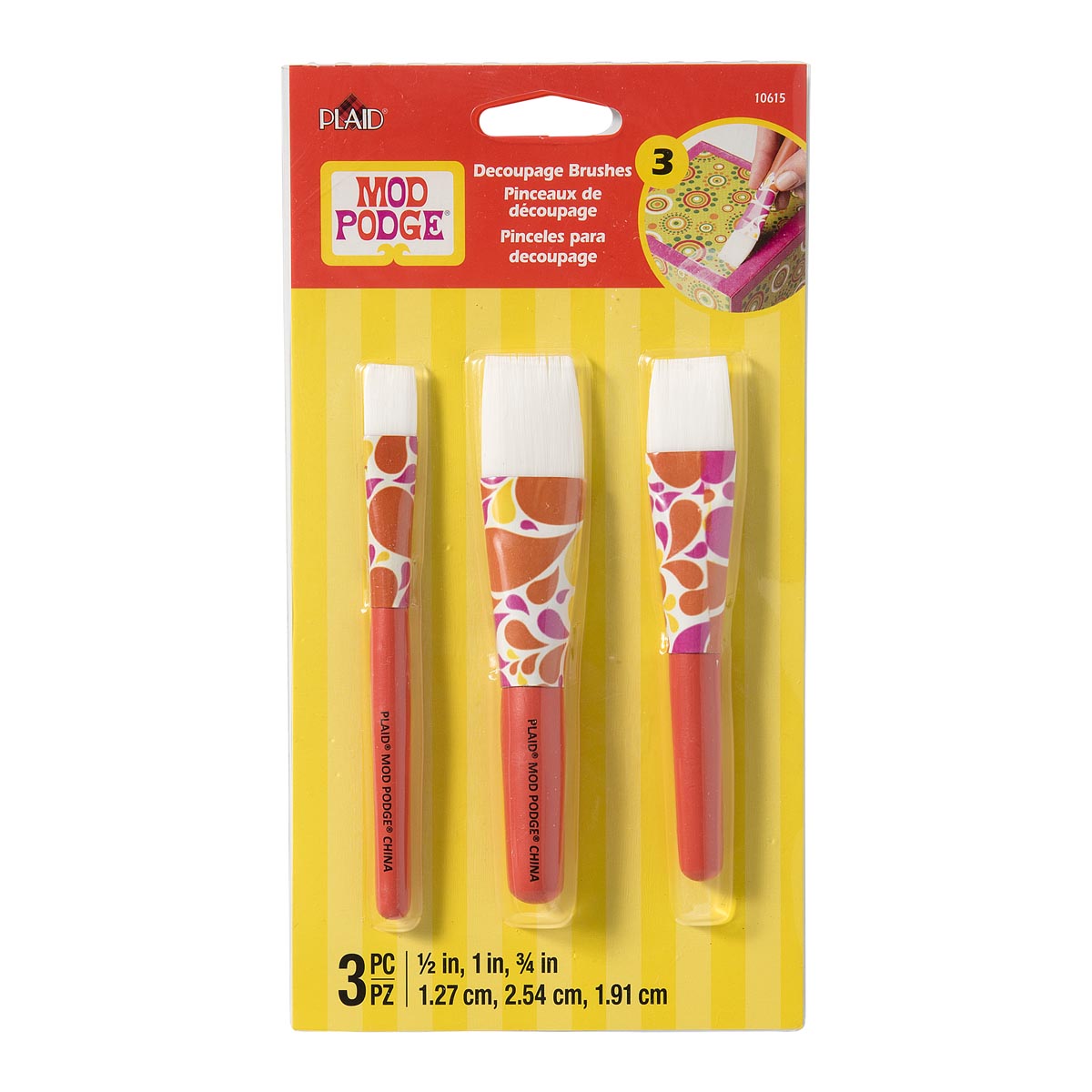 SHORT HANDLE BRUSH SET 3 PC. MOD PODGE