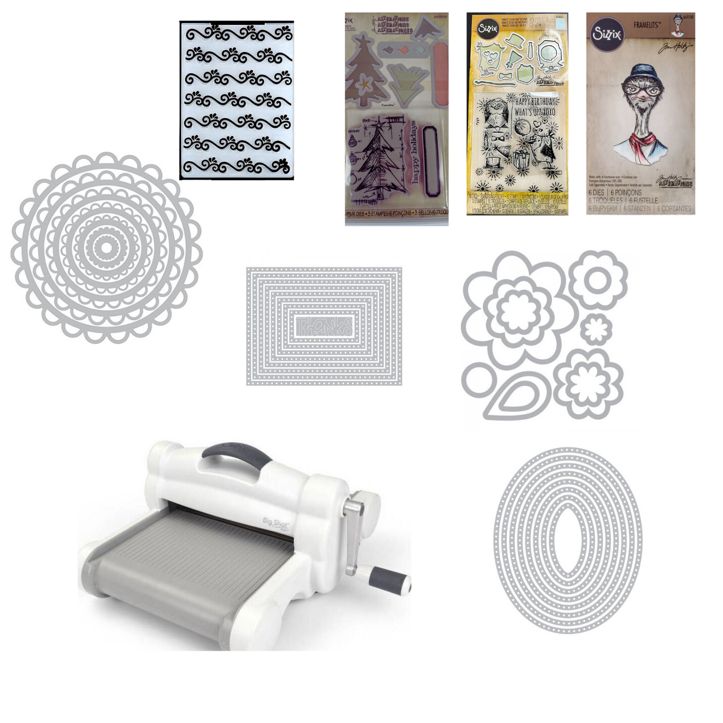 BIG SHOT CON SET DE 7 MATRICES DE CORTE Y 1 DE EMBOSSING SIZZIX