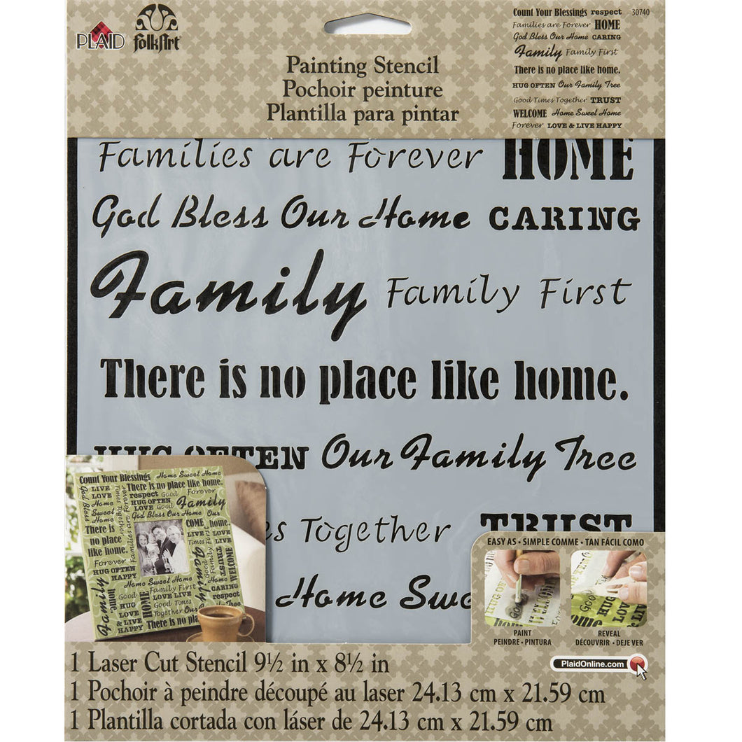 STENCIL WORDS/PHRASE FAMILY FOLK ART