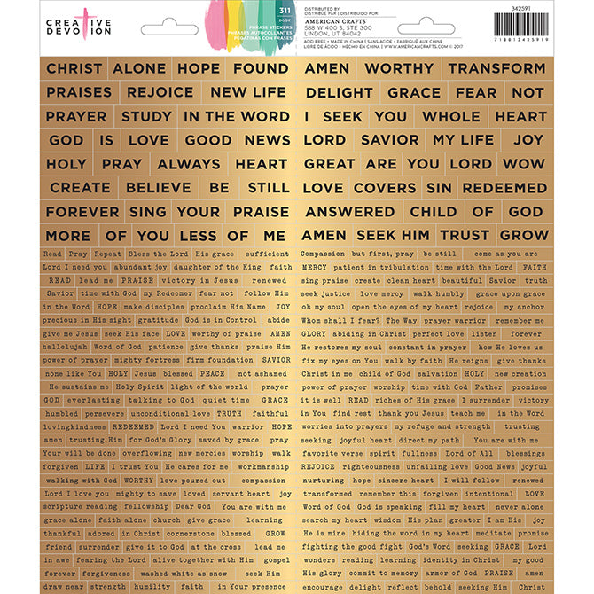 SET STICKERS PALABRAS  CREATIVE DEVOTION  AMERICAN CRAFTS